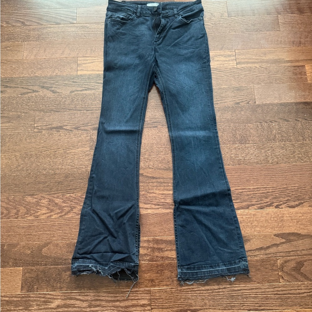 DL1961 Black Flare Wide Leg Jeans